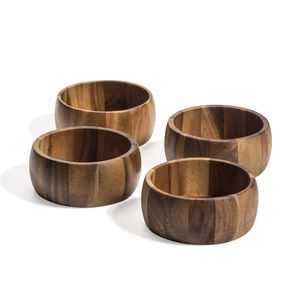 Cuenco de madera natural contemporáneo con textura de grano rico para mesa de comedor, mezcla de ensaladas y decoración del hogar - Product Image 6