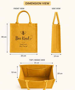 <b>Bee</b> Kind Canvas Tote Bag Yellow Large Shoulder Handle Shopping Bag With <b>Bee</b> Design And Inspirational Quote - Product Image 2
