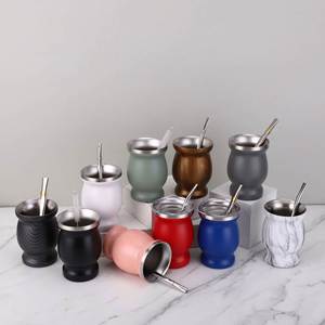 Wholesale 8oz Argentine Yerba Mate <b>18</b>/8 Stainless Steel Double Wall Gourd Yerba Mate Cup With Straw - Product Image 3