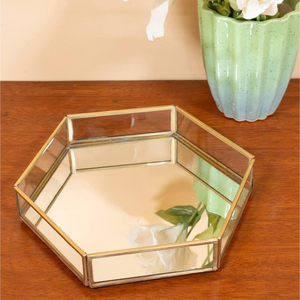 Modern Round Gold Metal Mirrored Serving Tray Elegant Decorative Glass <b>Organizer</b> Luxury Wedding Display <b>Plate</b> Home Decor Accent - Product Image 4