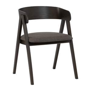 Fauteuil de salle à manger de luxe moderne avec dossier en bois courbé, rembourré, style mi-siècle, en bois massif, prêt à être expédié - Product Image 1