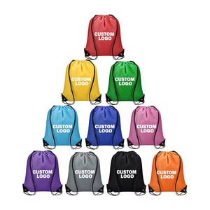 Customized Nylon Water Resistance <b>Drawstring</b> Backpacks Screen Print Logo Football Sports String Cord Bags in Multi Colors - Product Image 5