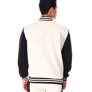 Custom Logo <b>Men</b> Varsity <b>Jacket</b> Canvas Black <b>White</b> OG Embroidered Letter Front Casual Autumn Wear Regular Fit Turn-down Collar - Product Image 2