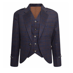 Veste kilt d'hiver noire personnalisée en laine enduite, col en V avec logo personnalisé, style vintage, doublure en soie respirante - Product Image 4