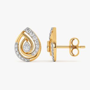 Pendientes de Oro Amarillo con Diamantes Cultivados en Laboratorio en Forma de Pera en Espiral - Product Image 1