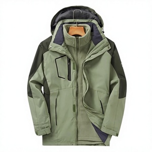 Chaqueta de esquí de montaña cortavientos para hombre, cálida para invierno, con capucha, impermeable, larga, para adultos, de caparazón duro, con cremallera, tejida - Product Image 3