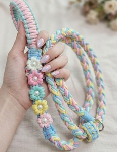 Premium Heavy Duty Eco-Friendly 100% Cotton <b>Dog</b> <b>Leash</b> with Animal Print Modern Style Bowknot Decoration - Product Image 1