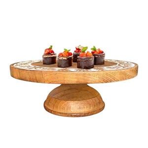 Factory Direct Handcrafted Round Wooden Cake Stand Pedestal Holder for Weddings Birthdays and Party Events Home Decoration - Product Image 2