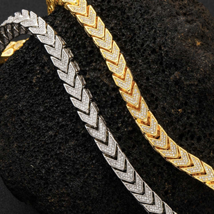 Luxury Iced Out Moissanite Arrow Link <b>Bracelet</b> Gold Silver Paved Stones Hip Hop Statement Wrist Chain Bold Shine - Product Image 5