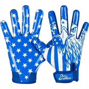Gants de football américain rouges de qualité supérieure – Design graphique Aigle Blanc, poignée antidérapante en silicone - Product Image 3
