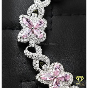 Stylish Classic Butterfly Link Tennis <b>Bracelet</b> Pink Gemstones Lab Grown Diamonds Rose Gold 925 Sterling Silver Iced <b>Infinity</b> - Product Image 4