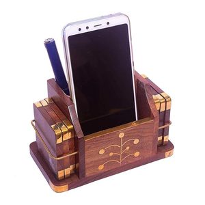 Posavasos de Madera de Sheesham, Soporte para Móvil, Portalápices, Organizador de Mesa Multiusos, Artículo de Regalo Hecho a Mano - Product Image 1