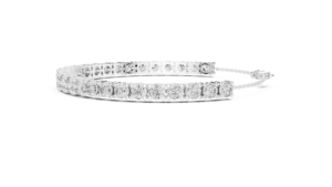 Bracelet hybride chaîne et jonc plaqué or 24 carats avec diamants taille radiant – Bijou tendance pour soirée - Product Image 2