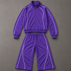 Ensemble de survêtement unisexe vert à manches longues, couleur unie, style sportif avec fermeture éclair et poches latérales, idéal pour le printemps - Product Image 5