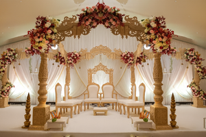 งานแต่งงานแบบอินเดียสุดหรูหราสไตล์ชนบท  พร้อมมันดาปแบบกำหนดเองได้  งานแต่งงานอินเดียแบบดั้งเดิมที่ทำจากไม้  น้ำหนักเบา  สำหรับงานแต่งงานอินเดียในลอนดอน - Product Image 6