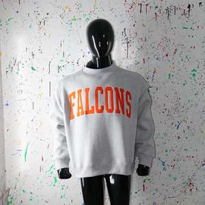 Sudadera FALCONS HEATHER GREY con Cuello Alto, 100% Algodón, Apliques Bordados en Naranja, Cuello Ancho, Hilos Finos - Product Image 1