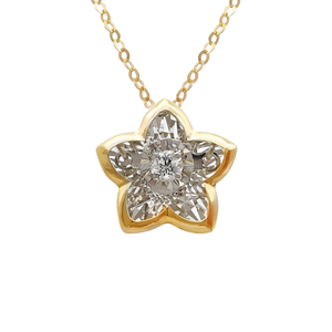 Colgante de Flor con Diamantes en Oro Amarillo para Mujer, Corte Brillante Redondo, Color G, Diamante Natural, Joyería Romántica para Uso Diario - Product Image 1