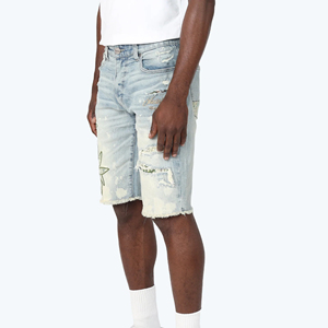 High Street Fashion <b>Men</b> Denim Shorts Elastic Waist Breathable Quick Dry Summer Custom Sublimated Printing 100% Cotton Fitness - Product Image 3