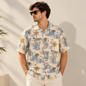 Classic <b>Mens</b> Camp Collar Beach <b>Shirts</b> 100% Viscose Short Sleeve Printed <b>Hawaiian</b> Casual Summer Resort Vacation Wear Wholesale XL - Product Image 3