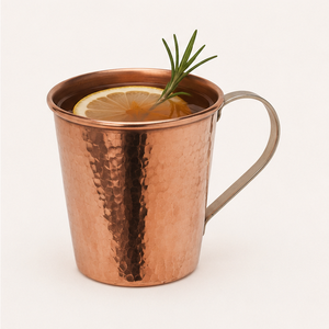 Pure Hammered Copper Moscow Mule Mug Artisanal <b>Drinkware</b> for Cocktails and Beer Solid Copper Handle Antique Finish Barware - Product Image 4
