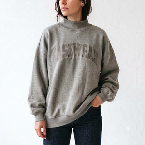 Women Fashion Oversized Mockneck Sweatshirt Soft Cotton Fabric <b>Drop</b> Shoulder Long Sleeve Casual Top - Product Image 1