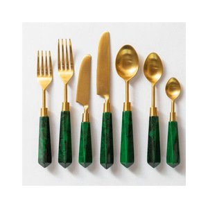<b>Rose</b> Gold And <b>Black</b> Stainless Steel Cutlery Set Modern PVD Coated Flatware Dor Wedding Hotel And Restaurant Tableware - Product Image 3