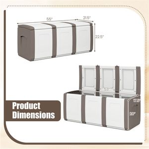 Extra <b>Large</b> 80 Gallon Outdoor Deck <b>Box</b> Waterproof Beige PP Storage with Lockable Lid for Decorative Storage - Product Image 4