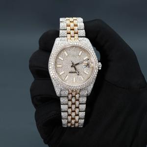 VVS Clarity Unisex Moissanite Diamond Luxury <b>Watch</b> <b>18K</b> <b>Gold</b> 925 Sterling Silver Two Tone Quartz Movement Fashion Jewelry - Product Image 3