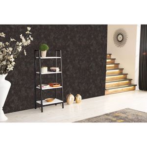 Leon 5 Tier moderna scaletta libreria con struttura in metallo con finitura bianca per piccoli spazi in salotti o uffici - Product Image 1