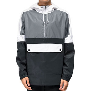 Colorful Outdoor Sports Running <b>Jacket</b> Quarter Zip Front Flap Pocket Pullover Anorak Lightweight Hooded Windproof Hiking Coat - Product Image 1