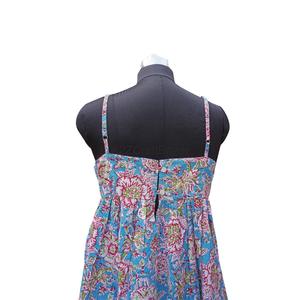 Vestido Midi Bohemio Vintage 100% Algodón Tejido Ecológico Transpirable con Cuello en V, Estampado Floral, Sin Mangas, Silueta Ajustada, Verano - Product Image 6