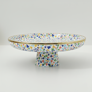 Soporte artesanal para cuenco de resina naranja estilo terrazo con base de pedestal y acabado brillante elegante para bodas cumpleaños y festivos - Product Image 3