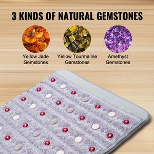 Tappetino Riscaldante a Infrarossi Lontani con Pietre di Ametista, Giada e Tormalina, Luce Fotonica 660nm e Ioni Negativi, Materasso Massaggiante 103-159F - Product Image 4