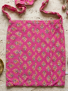 Bolsa de Mano de Algodón con Estampado Buti de Primera Calidad, Color Rosa, Abertura Superior, Bolsa de Hombro Reutilizable, Hecha a Mano, para Uso Diario - Product Image 3
