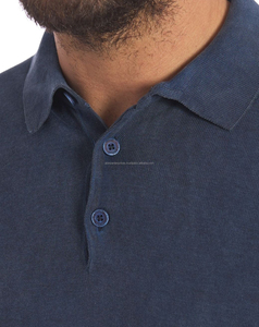 High Quality Custom Made Men's Solid Color Cotton <b>Polo</b> <b>Shirt</b> Short Sleeve Knitted Breathable Casual Style Regular Fit <b>Blue</b> - Product Image 4