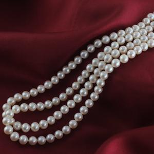 Collier de perles d'eau douce rondes de haute qualité 5-6-7mm Petites perles d'eau douce blanches roses avec boucle en argent - Product Image 2