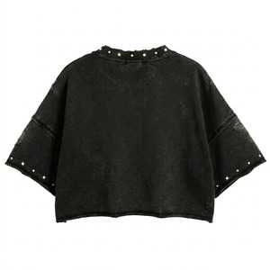 High Quality OEM Custom Logo Y2K Rhinestone <b>Crop</b> <b>Top</b> <b>Men</b> Acid Wash Distressed Oversized T-shirt 100% Cotton Goth Streetwear - Product Image 2