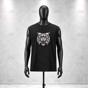 Camiseta sin mangas para hombre con estampado de animales, diseño de tigre, tejido de algodón, corte regular, estilo casual de verano para la calle. - Product Image 1