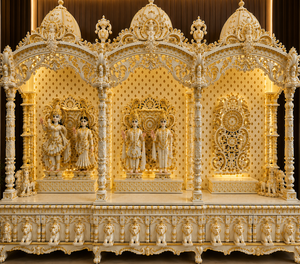 Bollywood-Style Wooden Pooja <b>Mandir</b> For USA Luxury Solid Teak Wood Home Temple with Hand Carved Design Hindu Pooja <b>Mandir</b> USA - Product Image 5