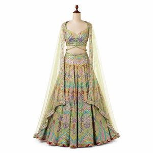 Exclusive Modern Bridal Lehenga Choli with Hand Beaded | Multicolor Thread Embroidery and Elegant Lace Details Elegant Couture - Product Image 2