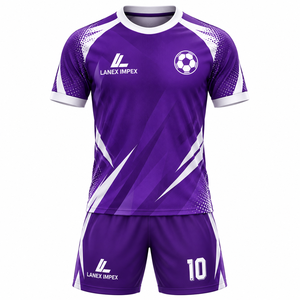 ชุดฟุตบอลแบบกำหนดเองสำหรับผู้ชาย เสื้อเจอร์ซีย์และกางเกงขาสั้น ชุดกีฬา ชุดทีม ระบายอากาศ แห้งเร็ว พิมพ์ลายแบบซับลิเมชั่น ขายส่ง - Product Image 2