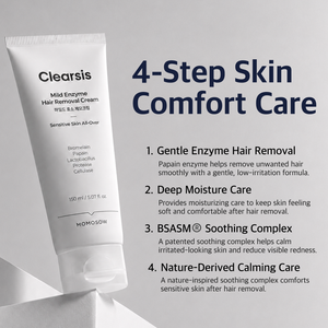 Crème dépilatoire enzymatique douce Clearsis MOMOSOW 150ml pour peaux sensibles, usage corporel - Product Image 4