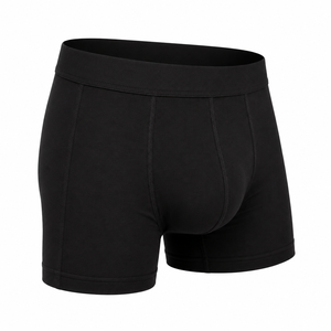 Boxers pour hommes couleur unie, haute élasticité, coupe confortable, taille mi-haute, respirants, ajustés, en Spandex/Coton, lavables en machine - Product Image 3