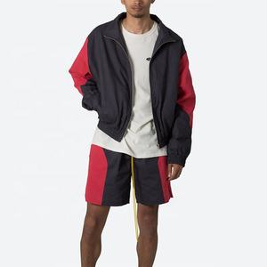 Conjunto de Chaqueta Cortavientos Informal con Capucha y Pantalones Cortos, Diseño Sólido, Otoño, Unisex, Transpirable - Product Image 1