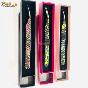 <b>Professional</b> Semi Curved Eyelash Extension Tweezers Double Tone Paper Coated Stainless Steel Durable Custom Logo Salon Use - Product Image 5