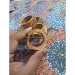 Modern Geometric Napkin Rings (<b>Set</b> of <b>6</b>) Elegant Wooden Table Decor <b>for</b> Weddings Parties and Holiday <b>Dinners</b> Minimalist Style - Product Image 2