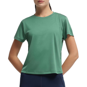 Camiseta Básica de Algodón para Mujer, Corte Ajustado, Cuello Redondo, Etiqueta Privada OEM, Suave y Elástica, Ropa Casual, Fabricante de Camisetas al por Mayor - Product Image 5