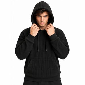 Sudadera con Capucha de Punto Waffle para Hombre, Manga Larga, Térmica, Informal, Deportiva, de Invierno, Personalizada, al por Mayor, Estilo Urbano - Product Image 1