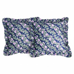 Floral Print 16x16 Cushion Covers in Navy Blue for Modern Home Decor and Hospitality Furnishing - Product Image 1