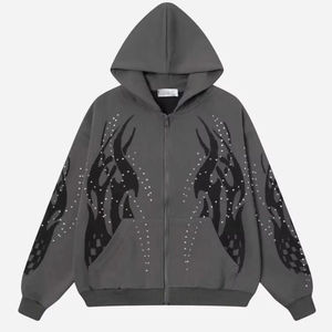 Últimas sudaderas con capucha de streetwear para hombre, de corte holgado, de tejido grueso, con estampado en relieve, de corte cuadrado, lisas, sin cordón - Product Image 1
